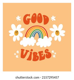 Good Vibes Concept 1970 Inspired Retro Stock Vector (Royalty Free ...