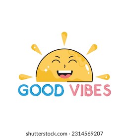 Good vibes doodle vector outline Sticker. EPS 10 file