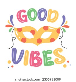 Good vibes flat sticker design 
