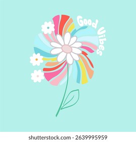 Good vibes flower t-shirt graphic design vector illustration 