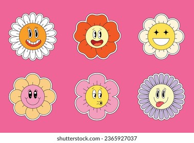 good vibes funny retro smile vector