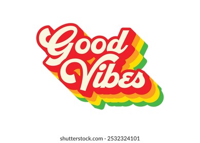 Good Vibes Groovy Retro Vintage T-Shirt Design - 70er Jahre Ästhetische Retro Typografie Vektor Vorlage für T-Shirt, Kid Tee, Banner, Poster, Wandkunst, Aufkleber, Becher, Tote Bag, und Mini-Zeichen