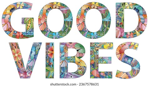 GOOD VIBES hand drawn modern design vector illustration.