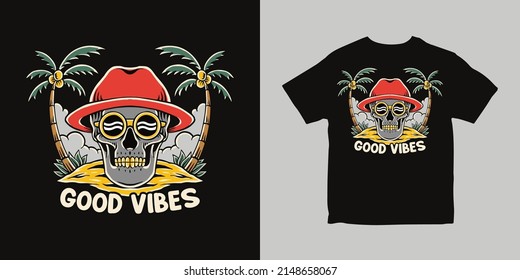 good vibes illustration tshirt design