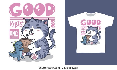 Good Vibes Kitten tshirt art fashion design.