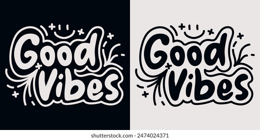 Good Vibes lettering design illustration . Vector illustration for T-shirt graphics, prints, posters, bags, stickers and other uses