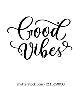 Good Vibes lettering Inspirational quote. Modern calligraphy. Lettering template for banner, flyer or gift card