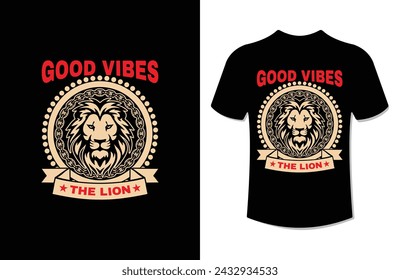 Good vibes the lion face for t shirt vector design.