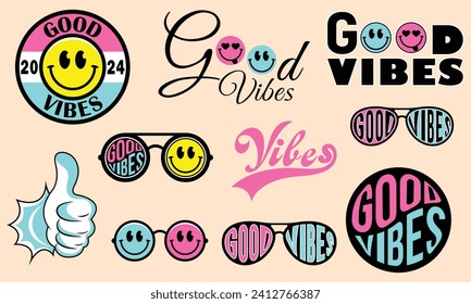 Good Vibes, Good Vibes logo, smiley face emoji sunglasses