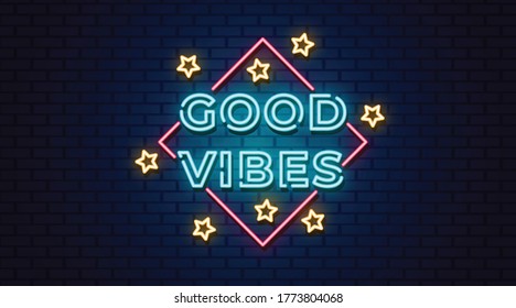 Good Vibes neon signs vector