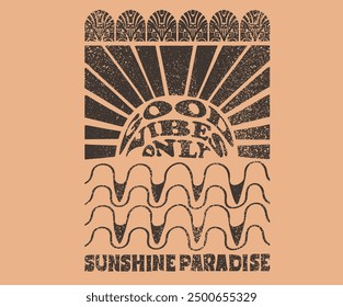 Buen rollo solo obras de arte. Diseño de impresión gráfica Sunshine Paradise. Disfruta de la vida en la playa. Obra de arte de vibraciones de verano. Diseño de club de surf. Obra de arte de gran onda. Playa arte abstracto moderno. Disfrutar de la vida en la playa.