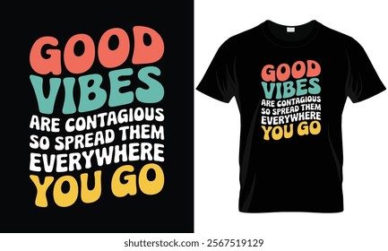 Good Vibes Only Groovy Positive Peace Love 60s 70s Retro Groovy Hippie Party T-Shirt
