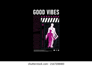 good vibes only quote typography vector design