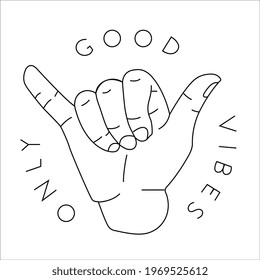 Good Vibes Only Text Around with Palm