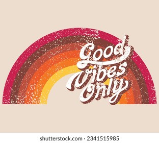 Good vibes only vintage retro 80's text typography design vector template for t shirt, sweatshirt poster banner wall, artwork	