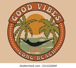 Good vibes palm beach graphic print design  for t shirt, sticker, poster and others.