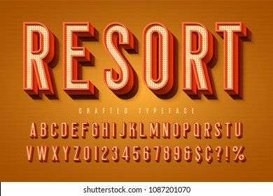 Good vibes retro typeface. 3d display font, poster, placard typography. Easy swatch color control