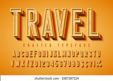 Good vibes retro typeface. 3d display font, poster, placard typography. Easy swatch color control