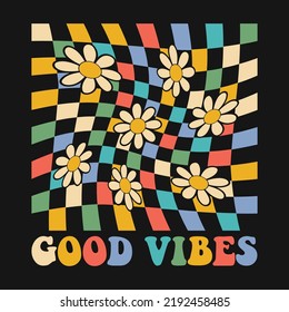 Good Vibes Retro Wavy Vector T-shirt Design