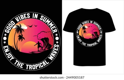 DISFRUTA DEL DISEÑO DE LA Camiseta TROPICAL WAVES. Diseño de la camiseta de verano