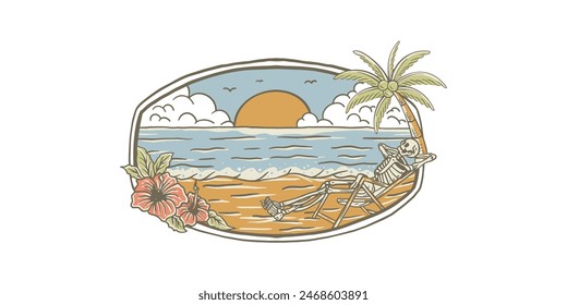 good vibes summer illustration vector logo