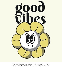 Good Vibes With Sun Flower Groovy Character design