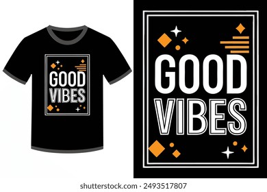 Good vibes text typography vector illustration perfect for trendy T-shirt designs. Vibrant, stylish, and modern art piece to elevate your fashion game and make a bold statement