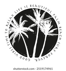 Good Vibes Time Palm Beach T-shirt Design.