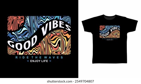Good Vibes Typography with Line Art Hand Drawn vector Tshirt Design