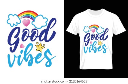 
Good vibes typography slogan for t shirt printing, vector design template