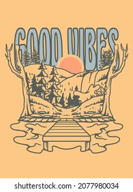 good vibes vector print illustration