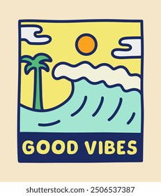 Good vibes when summer is coming mono line simple design