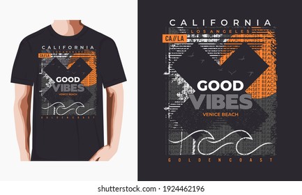 good vibes,California, Goldent coast,typography graphic design, for t-shirt prints, vector illustration
