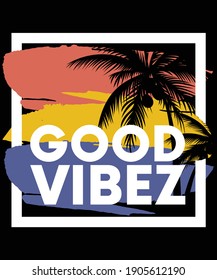 Good Vibez Vintage Beach Themed T-Shirt Design