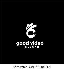 good video camera hand logo icon symbol designs vector illustration template