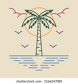 Good view of beach for chill graphic illustration vector art t-shirt design