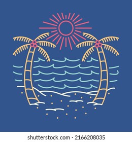 Good view of beach on summer graphic illustration vector art t-shirt design