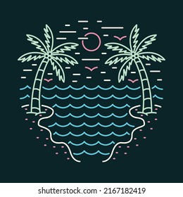 Good view of beach in summer graphic illustration vector art t-shirt design