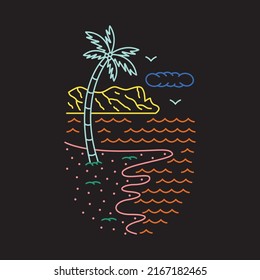 Good view of beach in summer graphic illustration vector art t-shirt design