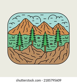 Good view of jungle behind cliff graphic illustration vector art t-shirt design