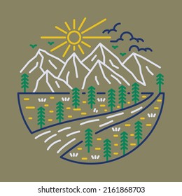 Good view of mountains in the nature graphic illustration vector art t-shirt design