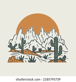 Good view of mountains with sunrise graphic illustration vector art t-shirt design