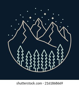 Good view of mountains and trees in the nature graphic illustration vector art t-shirt design