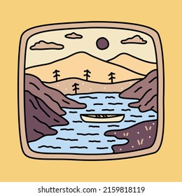Good view in nature with river and mountains graphic illustration vector art t-shirt design