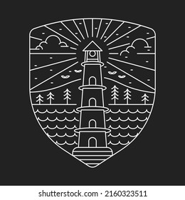 Good view of nature with sunrise and lighthouse graphic illustration vector art t-shirt design
