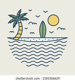 Good view on beach in summer graphic illustration vector art t-shirt design