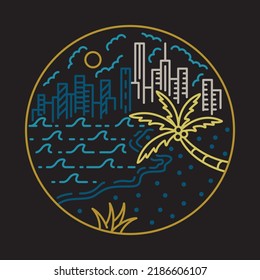Good view of town on from beach graphic illustration vector art t-shirt design