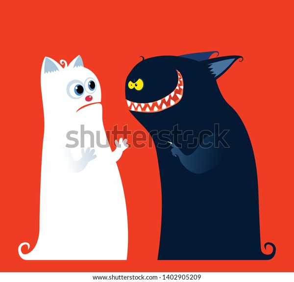 Good Vs Evil Cute Characters Vectoral Stock Vector Royalty Free 1402905209