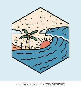 Good wave and beach graphic illustration vector art t-shirt design