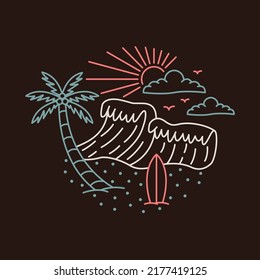 Good wave on summer graphic illustration vector art t-shirt design